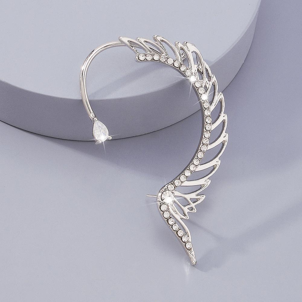 E1253 Internet celebrity ear bone clip fashion cold wing earrings geometric micro-inlaid personality earrings