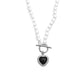 Double-layer titanium steel pearl necklace black love pendant cold temperament can be sweet and salty clavicle chain neck chain trendy