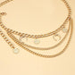 Jewelry simple multi-layer crescent geometric waist chain creative retro portrait coin pendant body chain