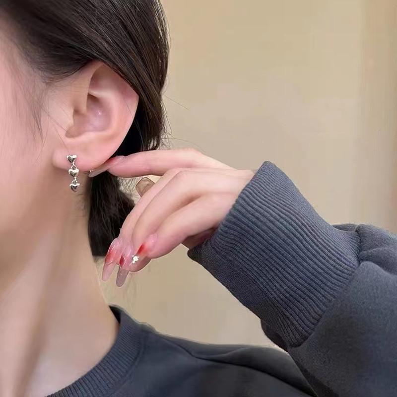 S925 silver needle cold love earrings six-piece set earrings year tide temperament ear buckle earrings female