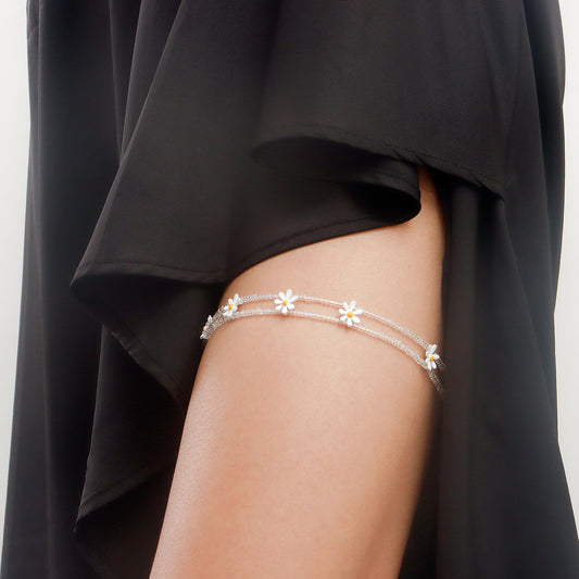 Jewelry ins transparent rice beads daisy sun flower small fresh leg chain accessories female beach leg ring