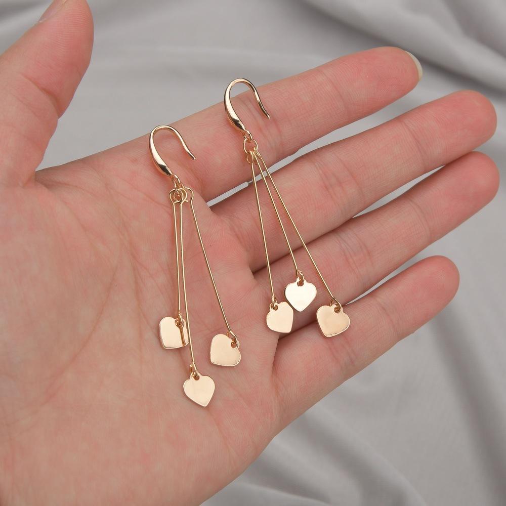 Popular Iron Piece Heart Earrings Retro Fashion Long Tassel Earrings Earrings Accessories