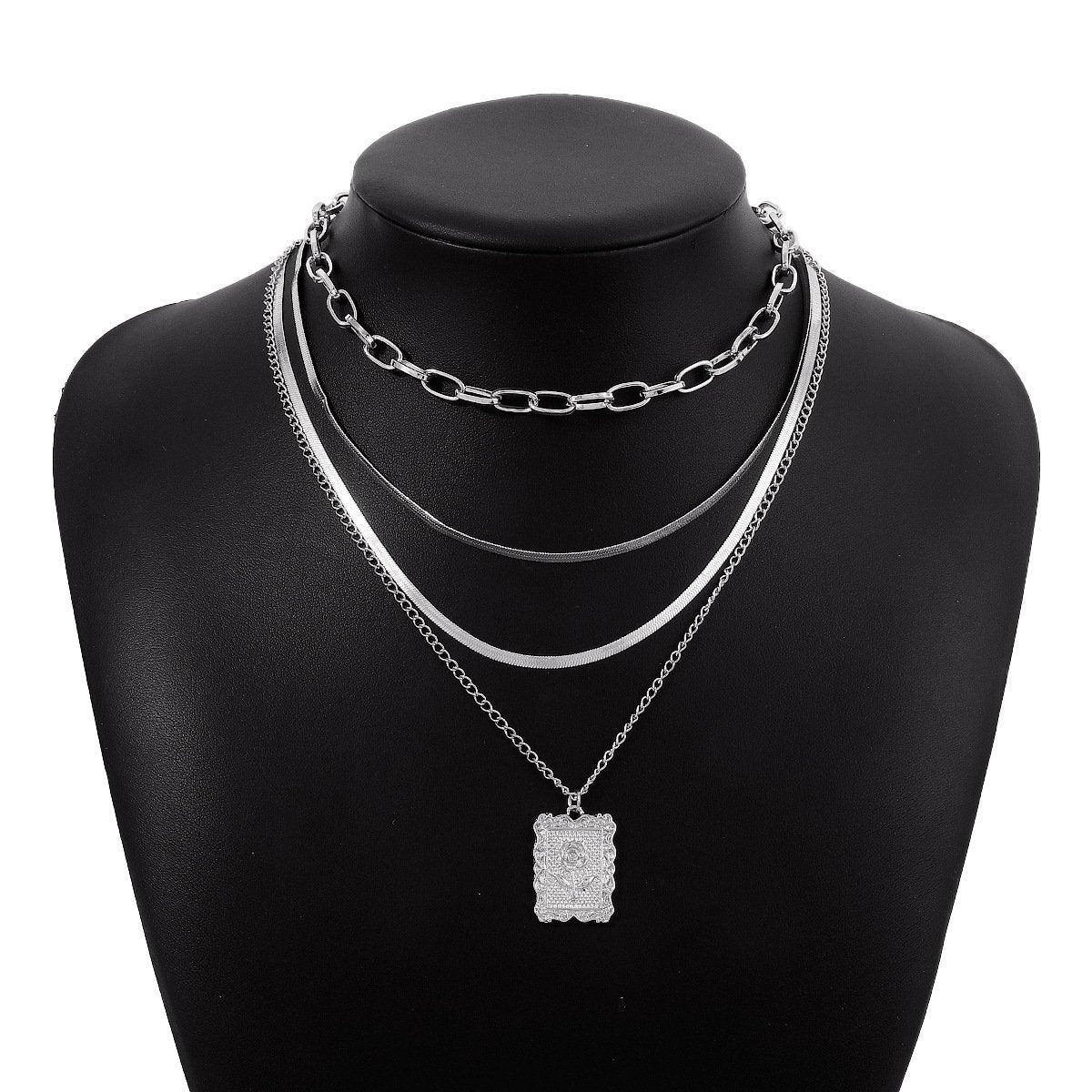 N1433 Stacked Exaggerated Rose Necklace Niche Cold Snake Bone Chain Trendy Personality Necklace