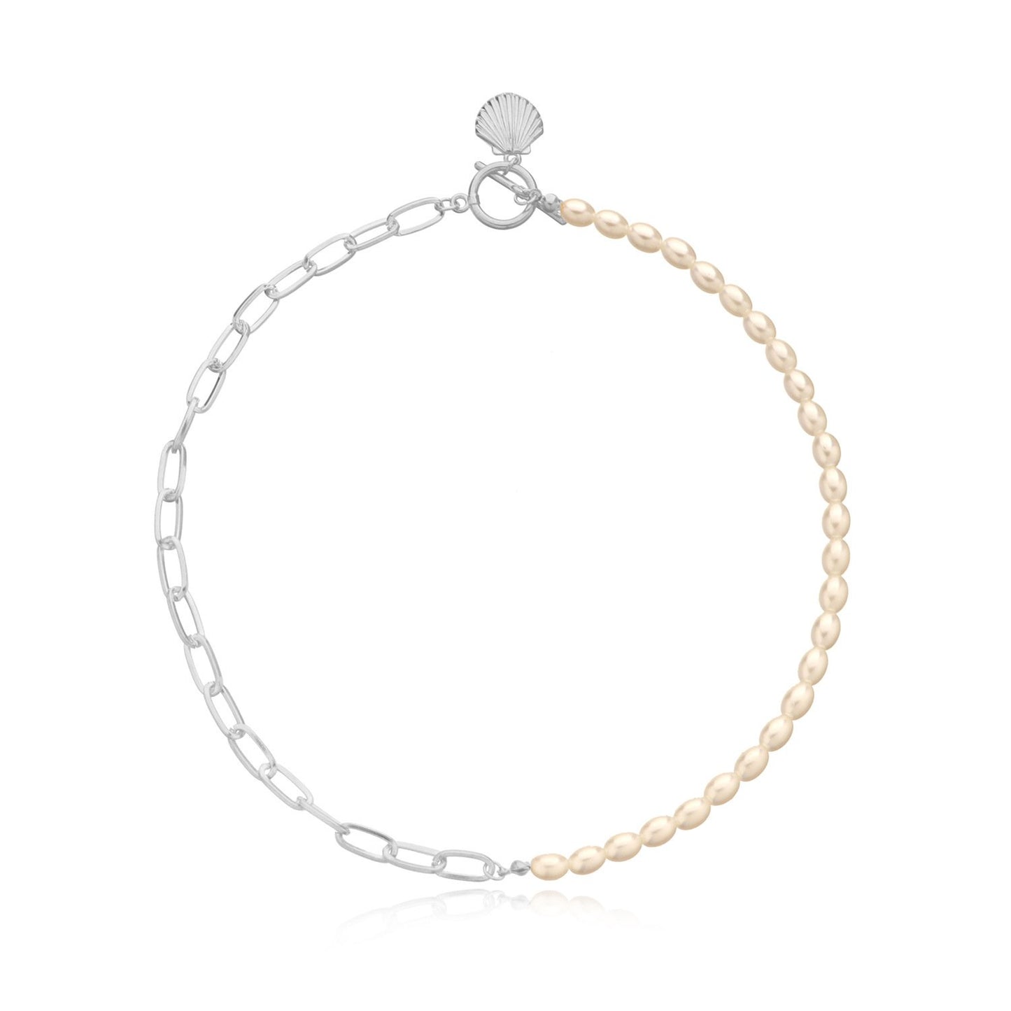 Jewelry rice grain pearl lock-shaped scallop pendant necklace female trend personality fashion simple necklace