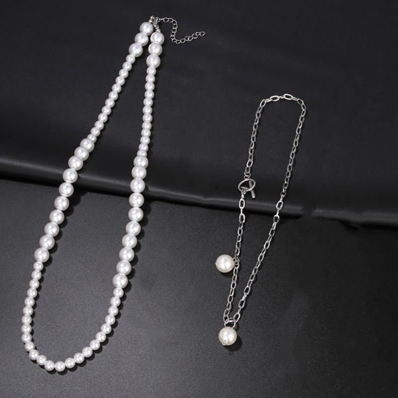 Jewelry Pearl Necklace Men's Trendy Hip Hop Chain Clavicle Chain Women's Necklace Smiley Face Necklace