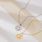Titanium steel hip-hop smiley face necklace female simple personality asymmetrical smiley face clavicle chain