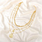 Ins exaggerated multi-layer portrait necklace punk hip-hop trendy metal thick chain stacked coin necklace female