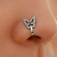 Fashion personality U-shaped fake nose ring diamond butterfly nose nail no hole nose clip piercing jewelry