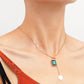 Jewelry Emerald Square Pendant Clavicle Chain Female Light Luxury Versatile No Exaggeration Fashion Commuter Necklace