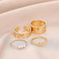 Trendy simple ring female snake-shaped butterfly pearl ring ins indifferent niche design exaggerated jewelry set