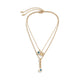 Jewelry simple eye heart-shaped pendant tassel double layer necklace versatile thin chain geometric necklace