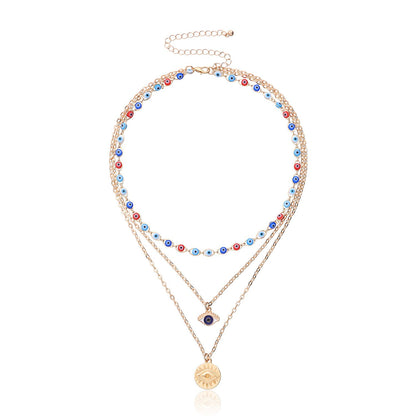 Jewelry multi-layer devil's eye pendant necklace female fashion exaggerated trend eye necklace