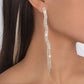 E1745 Catwalk Dinner Long Tassel Rhinestone Earrings Creative Wave Pattern Irregular Light Luxury Earrings