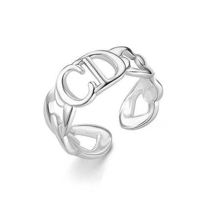 Popular big-name CD ring titanium steel open ring fashion couple pair of rings