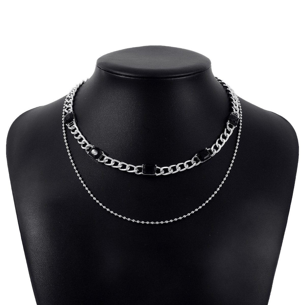 N1441 double-layer bead chain necklace metal acrylic simple necklace niche cold necklace