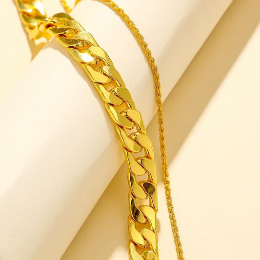 Popular fashion double-layer exaggerated metal twist chain thick personality versatile hip-hop multi-layer necklace jewelry female