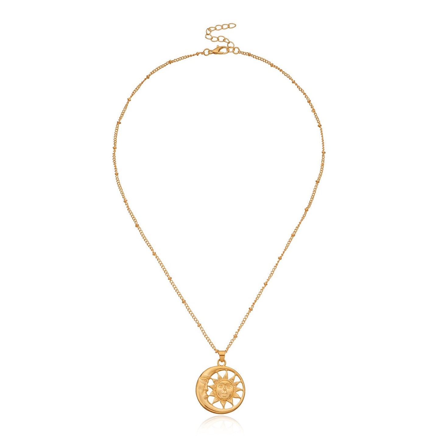 Jewelry Fashion Sun Moon Alloy Pendant Necklace Femininity Simple Ball Chain Necklace
