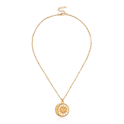 Jewelry Fashion Sun Moon Alloy Pendant Necklace Femininity Simple Ball Chain Necklace