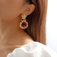 Palace Elegant Classical Beauty Flower Earrings Fashion Contrasting Color Retro Niche Metal Geometric Earrings