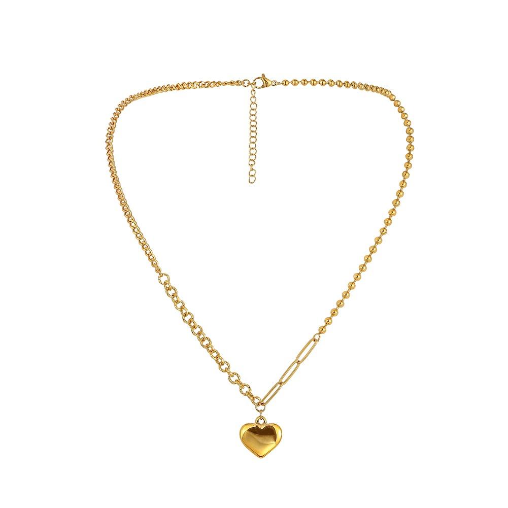 Autumn and winter stainless steel gold-plated necklace ins simple heart-shaped pendant fashion short peach heart necklace