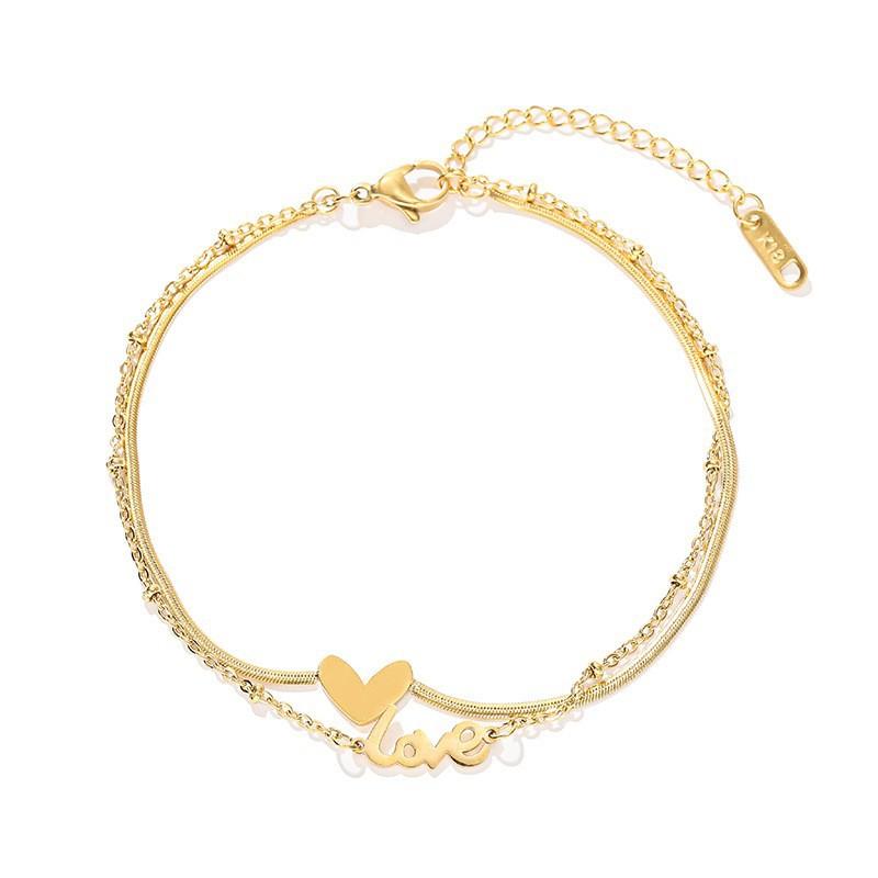 Double-layer high-quality anklet female ins net red does not fade foot rope letter love anklet