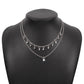N98 Jewelry Fashion Temperament Diamond Double Layer Necklace Geometric Hong Kong Elegant Simple Necklace Women