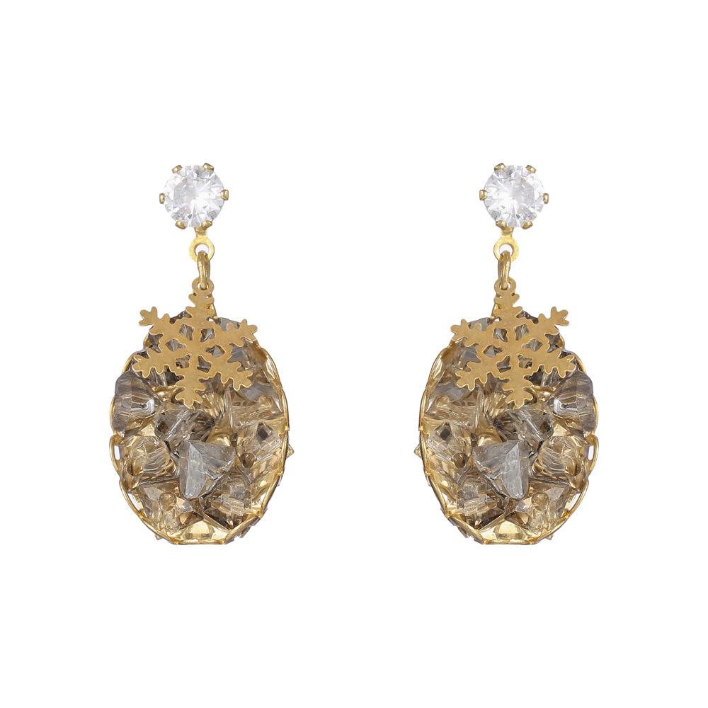 Fashionable natural geometric shape full diamond metal snowflake earrings earrings trendy diamond sexy earrings for women