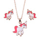 Fashion Color Pony Painting Oil Necklace Set Cartoon Creative Animal Earrings Pendant Jewelry