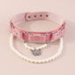 N1776 Exaggerated Leather Fashion Necklace Imitation Pearl Butterfly Girl Heart Pink Street Shot Necklace