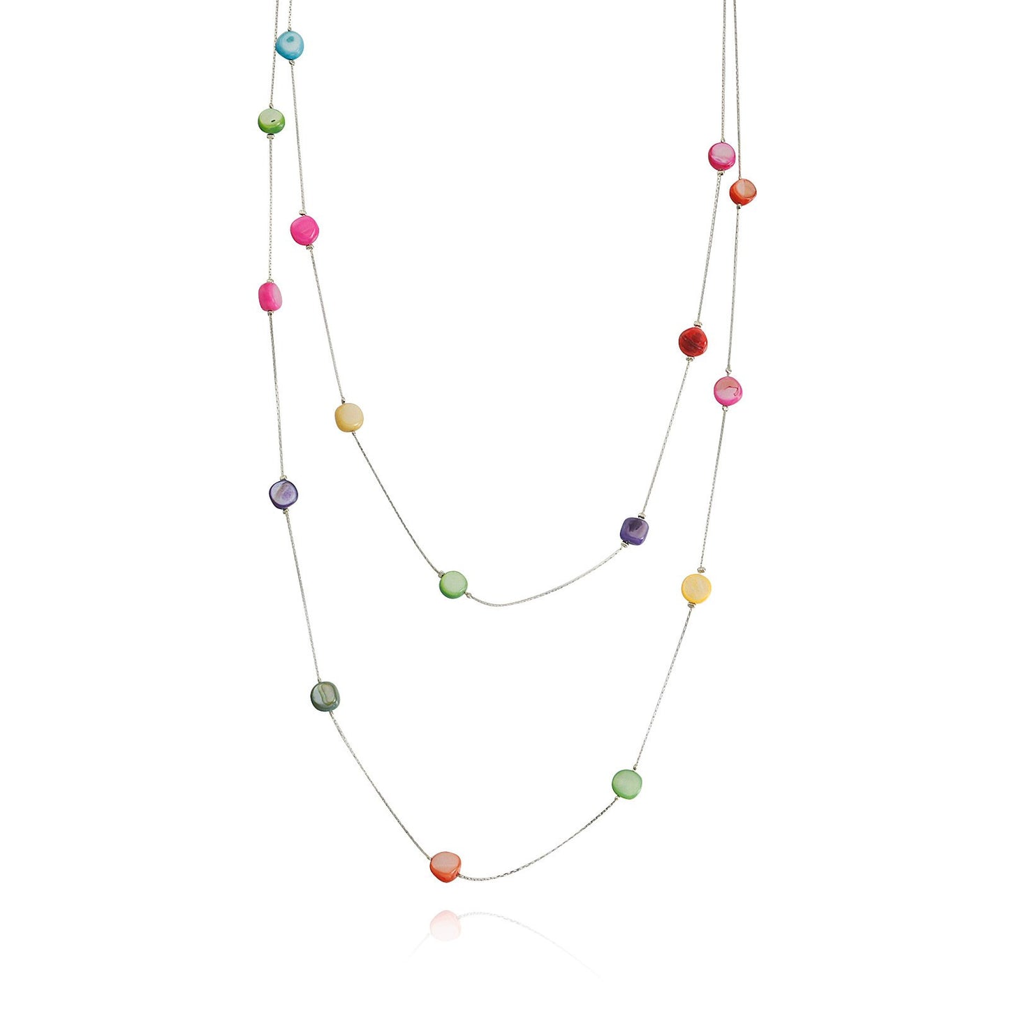 Jewelry long double-layer tassel color zircon necklace women's sweater chain ins metal necklace