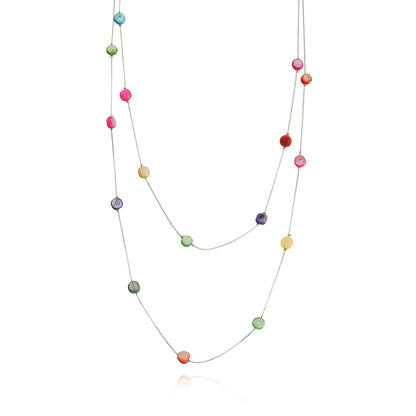 Jewelry long double-layer tassel color zircon necklace women's sweater chain ins metal necklace