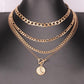 Jewelry Retro Simple Geometric Hollow Chain Necklace Fashion Portrait Metal Aluminum Chain Clavicle Chain