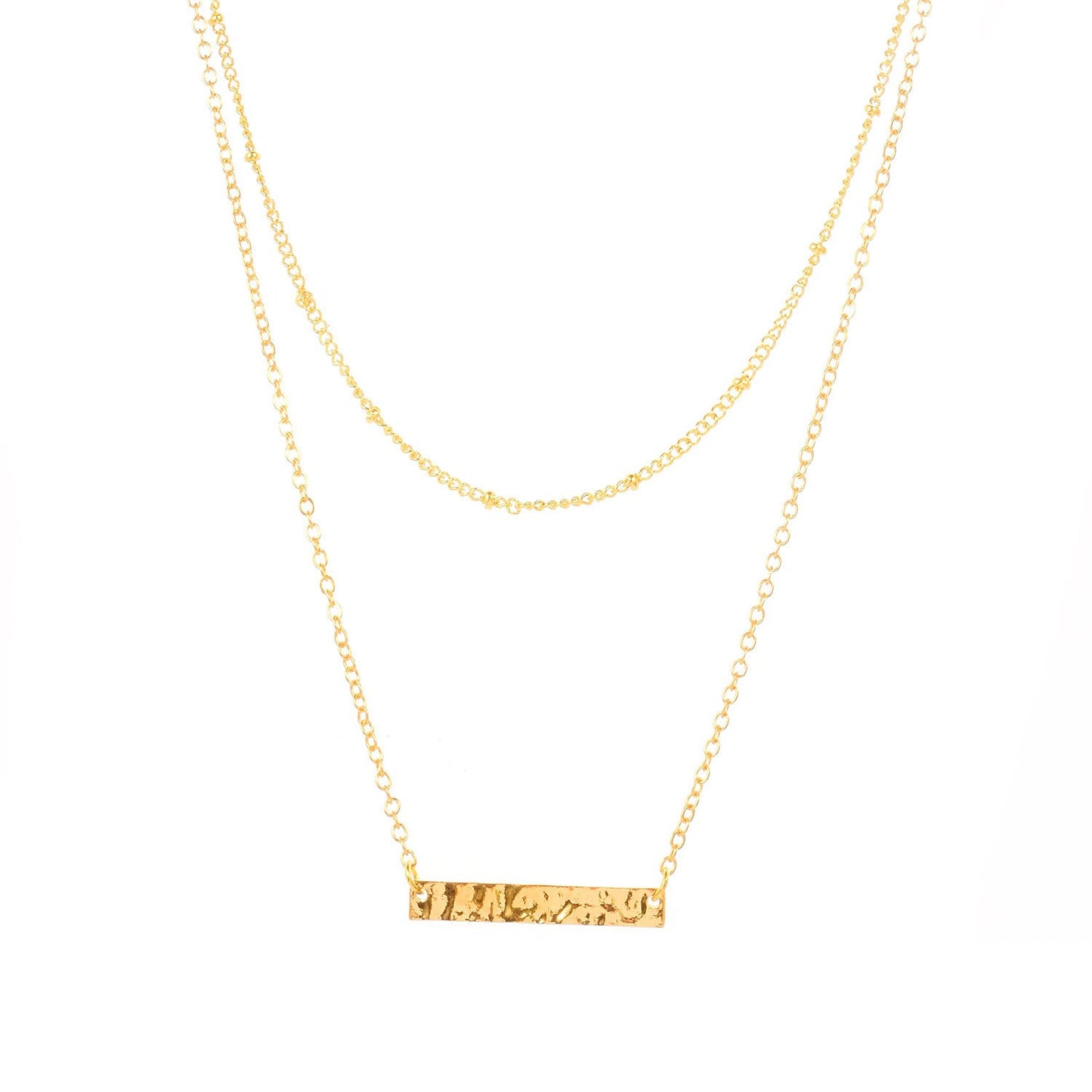Jewelry Irregular One-word Horizontal Strip Pendant Necklace Women's Double Bead Chain Necklace Clavicle Chain