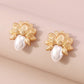 1163 Medieval Palace Simple Pearl Earrings Niche Retro Elegant Personality Geometric Earrings
