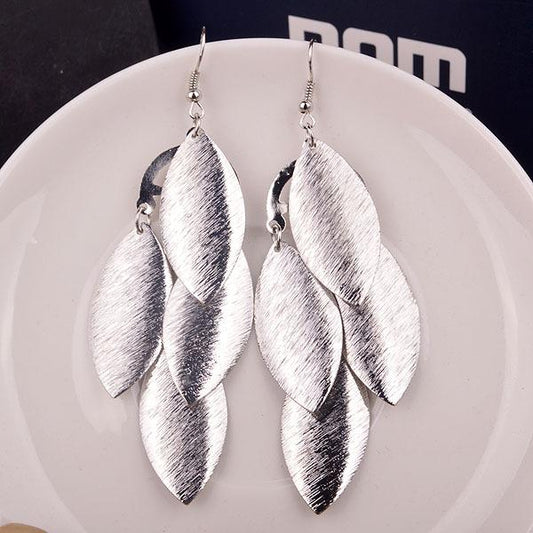 Frosted Leaf Earrings Alloy Simple Ear Jewelry Accessories