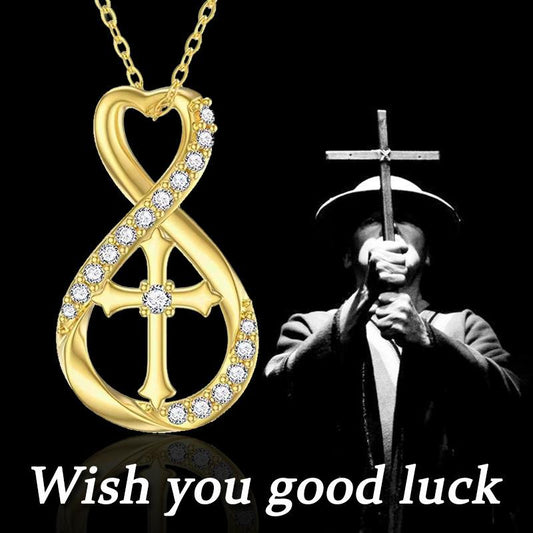 Jewelry Religious Belief Cross Pendant Necklace Female Lucky 8 Character Niche Design Jewelry