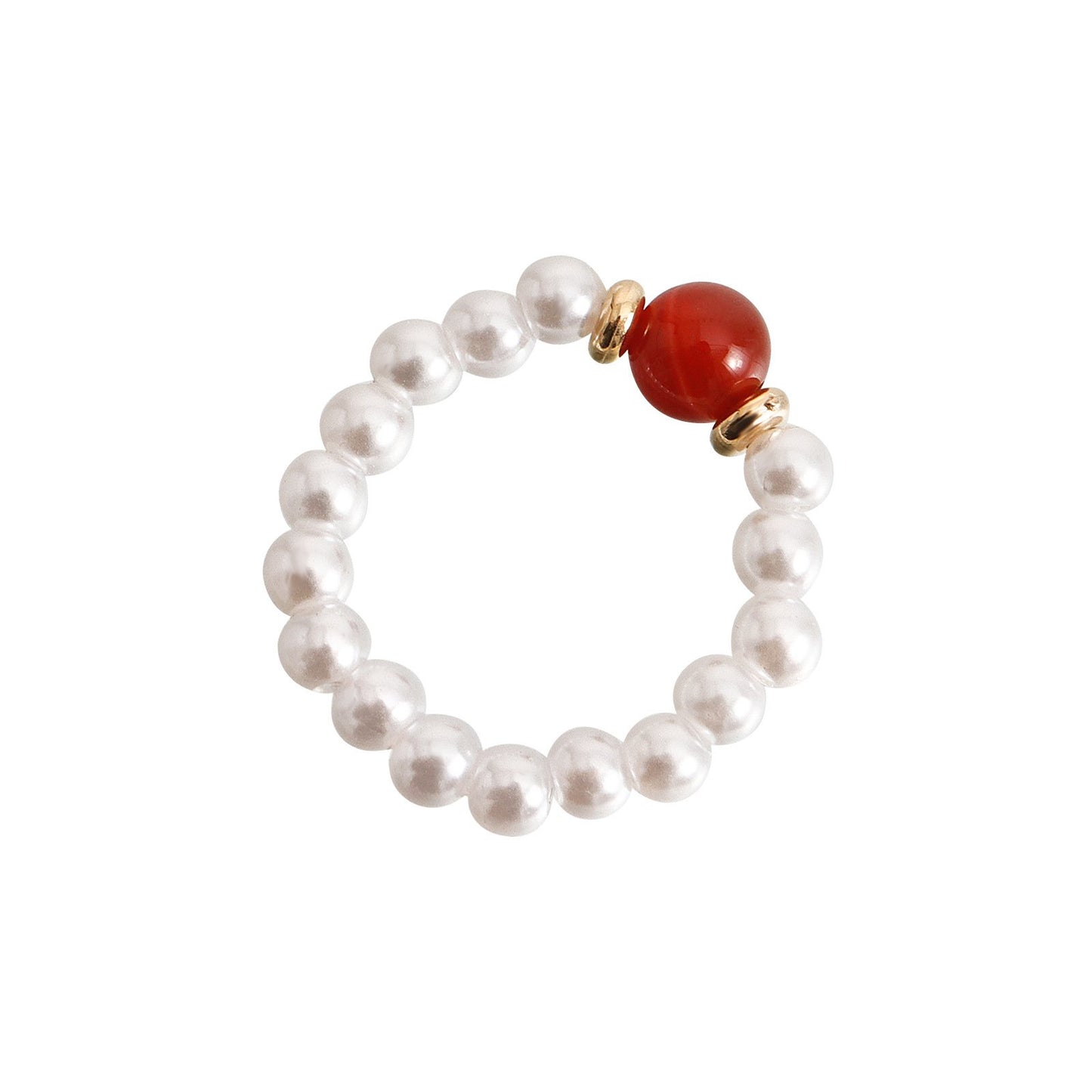 Jewelry bohemia colorful natural stone imitation pearl ring does not fade niche design advanced