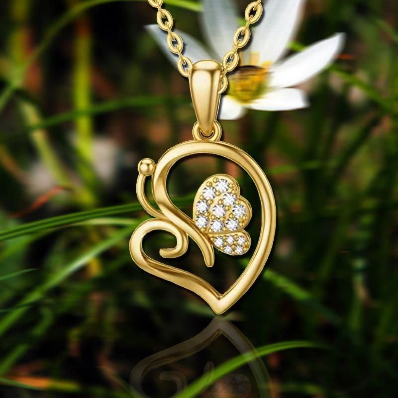 Jewelry Niche Design Butterfly Heart Pendant Necklace Female Animal Series Jewelry