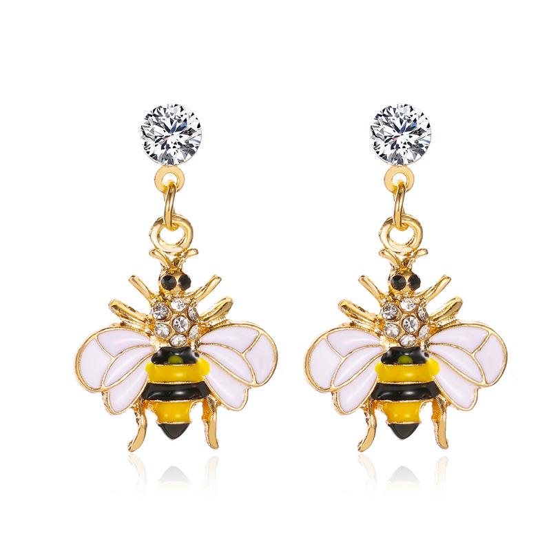 Earrings Cute Bee Diamond Stud Earrings Female Personality Sweet Earrings Long Earrings