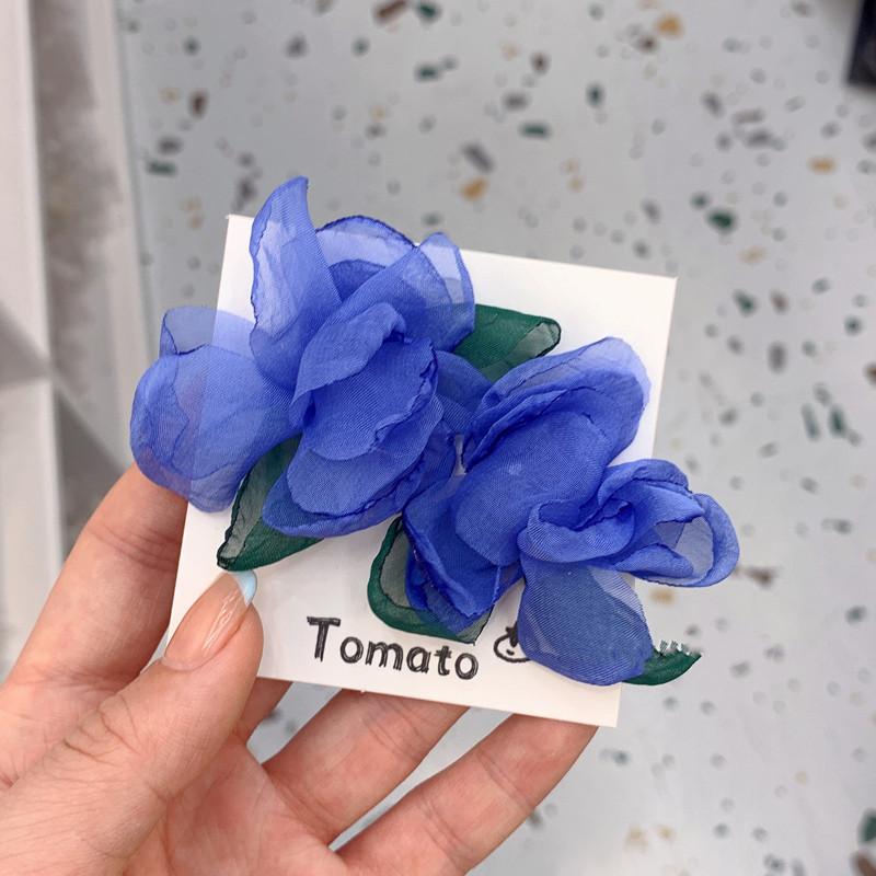 Holiday Chiffon Sweet Versatile Flowers Niche Romantic Small Fresh Earrings Earrings Female Trendy Style