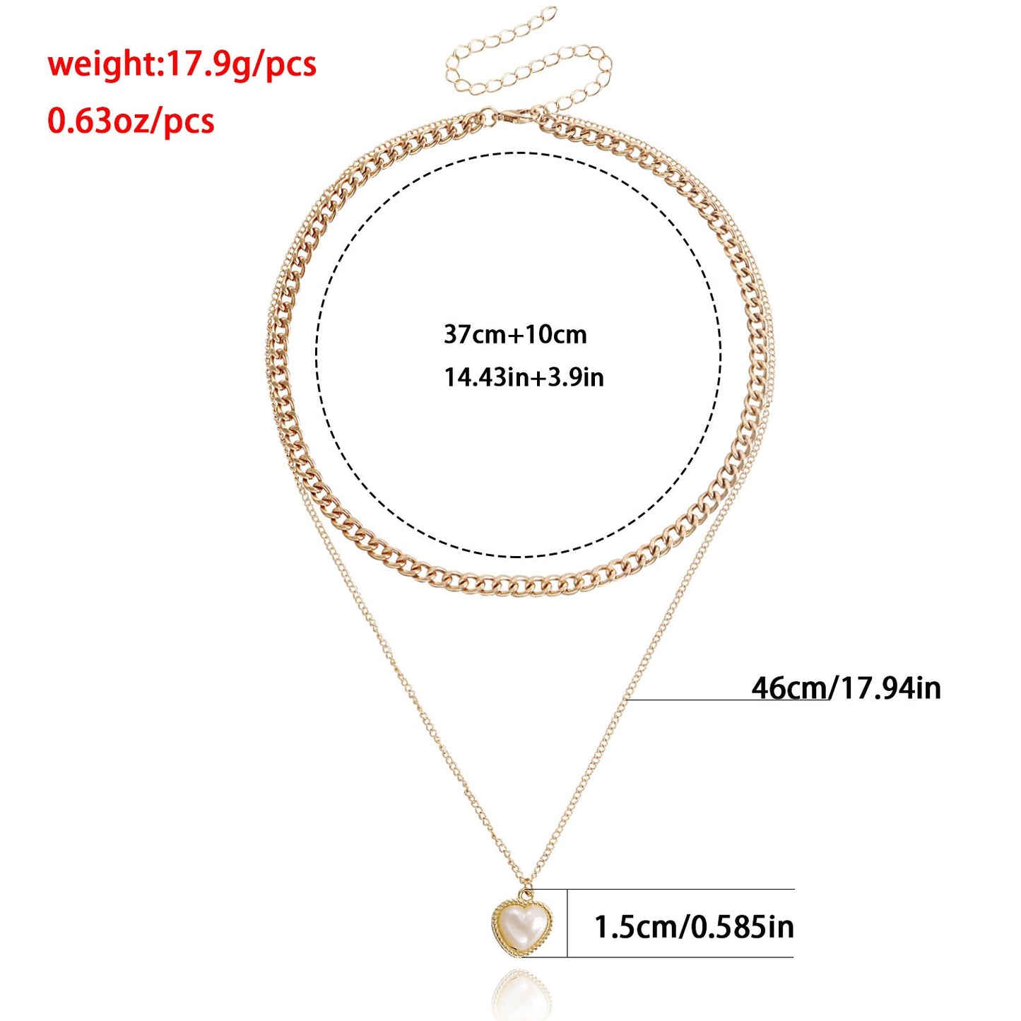 Jewelry double-layer punk clavicle chain imitation pearl love pendant necklace female ins hot girl necklace