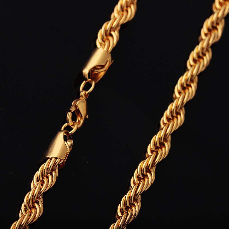 Men's Personality Fashion Gold Necklace Twist Chain Simple Versatile Items Jewelry