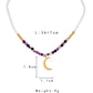 Color Zircon Crescent Pendant Light Luxury Niche Design Sense Short Stainless Steel Moon Beaded Amethyst Stone Necklace