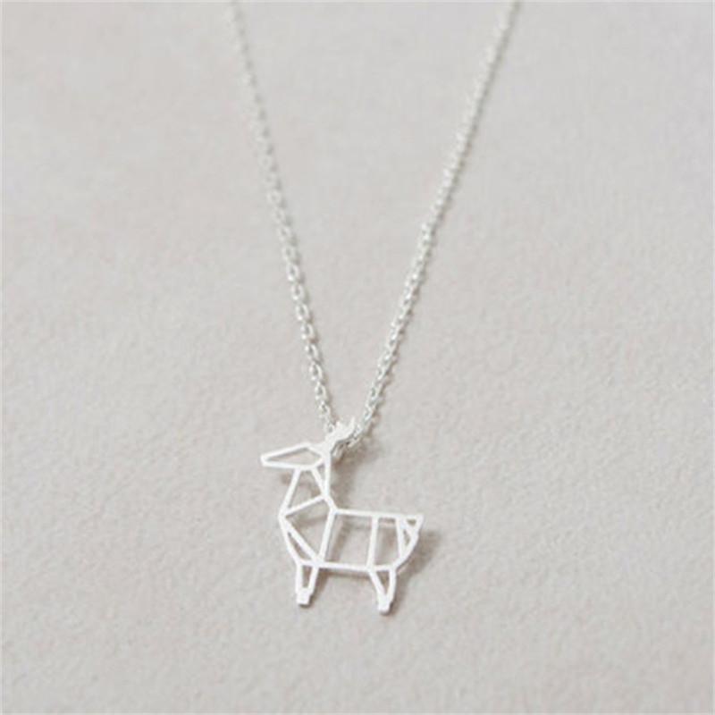 Sweet little elk necklace cute alpaca small animal hollowed out deer pony clavicle chain jewelry