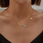 Titanium steel vacuum gold-plated moon necklace full of diamonds