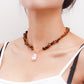 Jewelry Large Shaped Pearl OT Buckle Necklace Female Beach Simple Trend Brown Turquoise Necklace