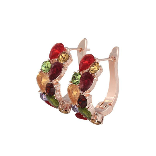Mona Lisa Earrings Retro Temperament Colorful Crystal Zircon Earrings Delicate Earrings Jewelry