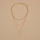 Fashion Alloy Leaf Necklace Simple Disc Clavicle Chain Necklace Ladies Accessories