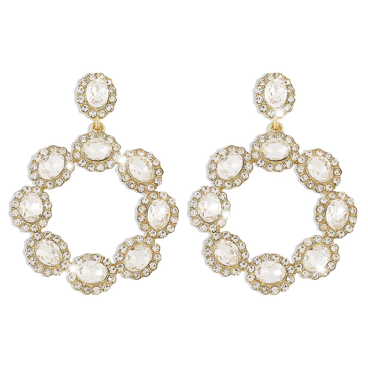 1675 Jewelry Exaggerated Light Luxury Diamond Wreath Circle Earrings Personality Retro Palace Earrings