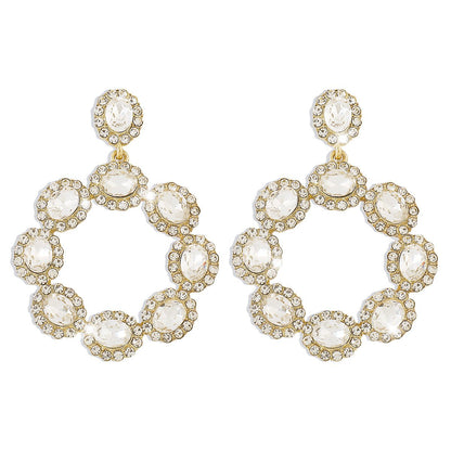 1675 Jewelry Exaggerated Light Luxury Diamond Wreath Circle Earrings Personality Retro Palace Earrings